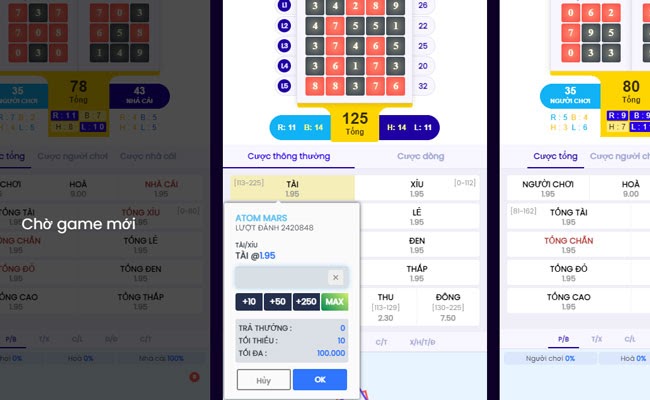 Giao diện cược ATOM FIVE88